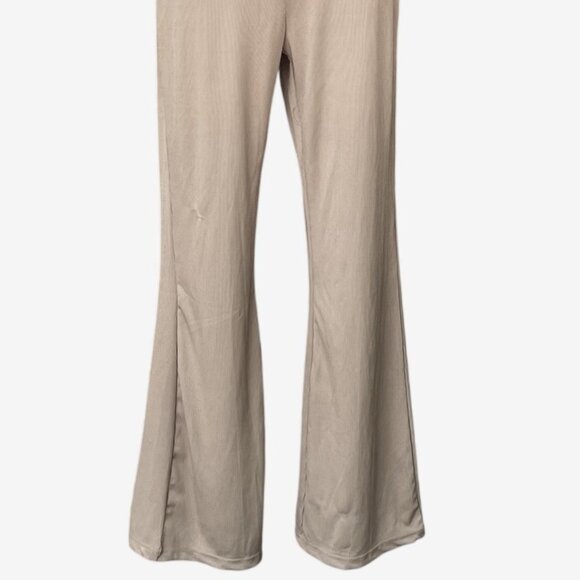 Stretch Flare Leg Jumpsuit Hippie Disco Boho Gray Front Zip D&M Womens Small S - Picture 3 of 7